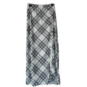 Altar’d State Plaid Maxi Skirt Y2K Side Slit Stretch Skirt soft grunge Y2K L